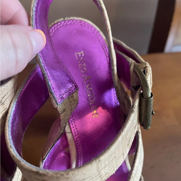 Enzo Angiolini Danicio Sandals Wood Block Platform Heels 7.5 - Picture 3 of 6